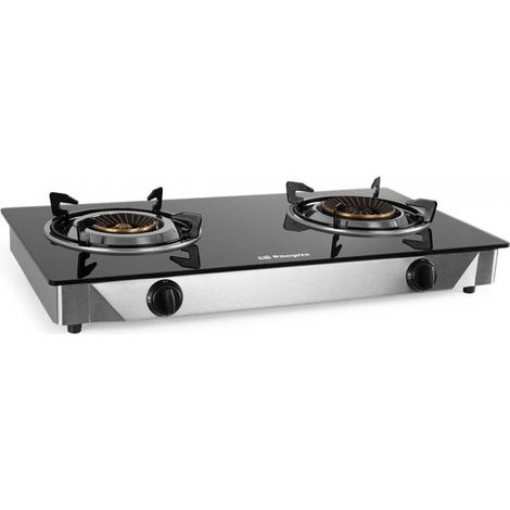 Orbegozo hornillo a gas FO 2720, superficie de cristal templado, cuerpo inox, encendido piezoeléctrico, 2 quemadores triple corona, uso interior/exterior, gas butano/propano