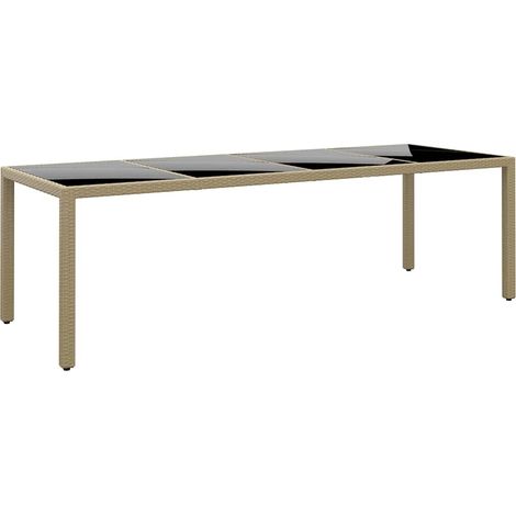 vidaXL Tavolo da Giardino con Piano Vetro Beige in Polyrattan