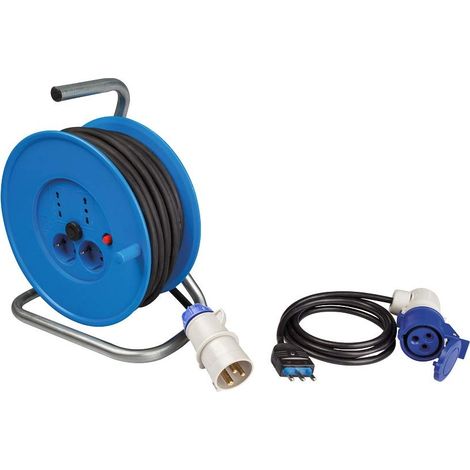 POLY POOL - PP2701 Kit Per Camper Avvolgicavo + Prolunga Ideale In Campeggio Caravan Barca Cantiere - Accessori per Outdoor con Spina 16A e Presa industriale a 90° (1/4)