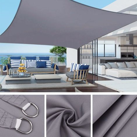 Voile Ombrage 3x4m Imperméable Anti UV pour Jardin Terrasse Patio Compatible Extérieur Protection Soleil Durable Gris (1/5)
