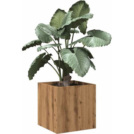 Jardinière-Pot de fleur chêne artisanal 40x40x40 cm bois d'ingénierie (1/5)