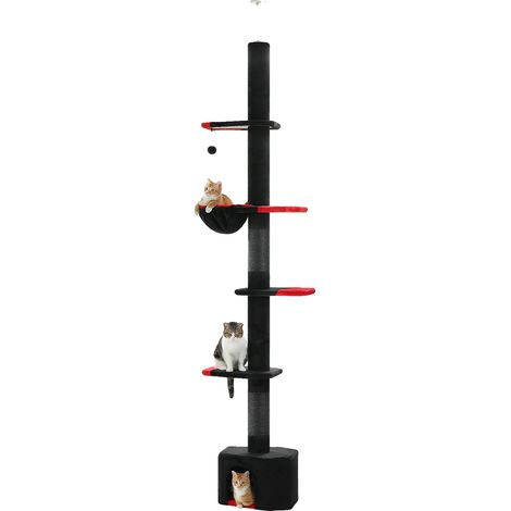 Katzenkratzbaum, höhenverstellbar, mehrere Plattformen, AMT0187BK, L-a (1/2)