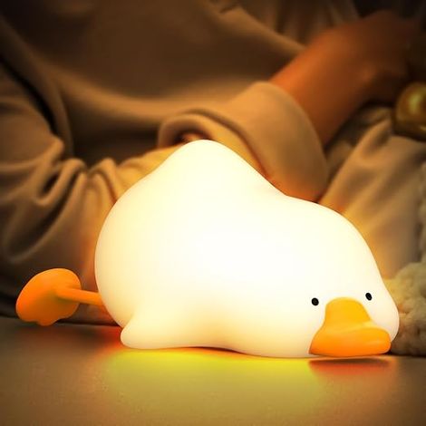 Cute LED Night Light Children, Goose Bedside Lamp for Child Touch Control 1200mAh Rechargeable 3 Brightness & RGB Kawaii Silicone Baby Night Light with Timer for Gifts Decoration (1/5)