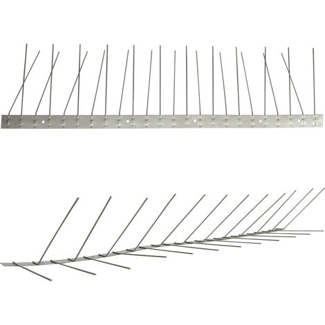3 metros (6 pezzi di 0,5m ogniuno) de Púas antipalomas para canalón -Titan con base de acero inoxidable - 2-hileras de Púas antipalomas la solución de calidad para el control de aves
