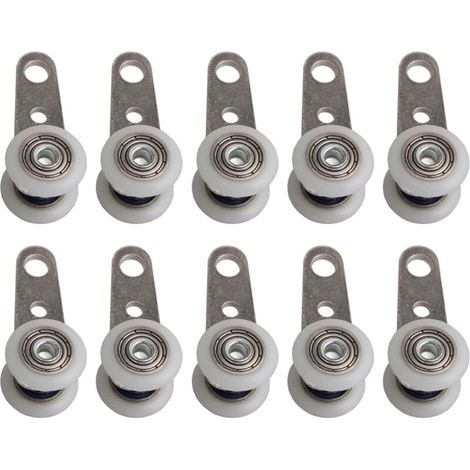 Lot de 10 roulettes pour baies vitrées ou portes coulissantes - en métal et en plastique - 4,5 x 1,9 cm (1/5)