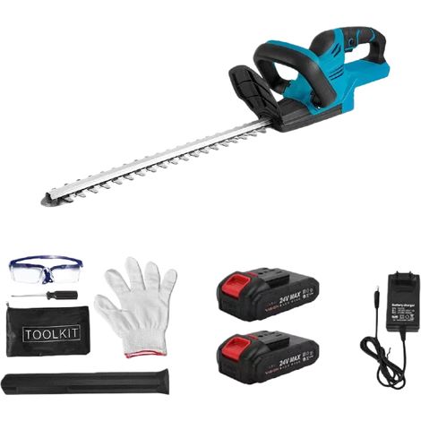 Taille haie batterie,21V Cisaille à Gazon sur Batterie Longueur de lame 51 cm, Coupe Haie sans Fil pour Arbustes, Jardin, Gazon, Pelouse,1Batterie 1500mAh,Bleu (1/4)