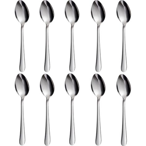 Cucharas de acero inoxidable para el hogar - Cucharas de postre con mango largo - Juego de 10 piezas (1/4)