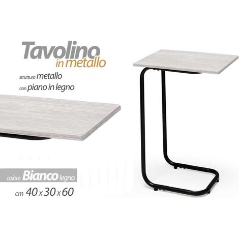 Tavolino da divano bianco servetto struttura metallo cm 40 x 30 x 60 h (1/5)