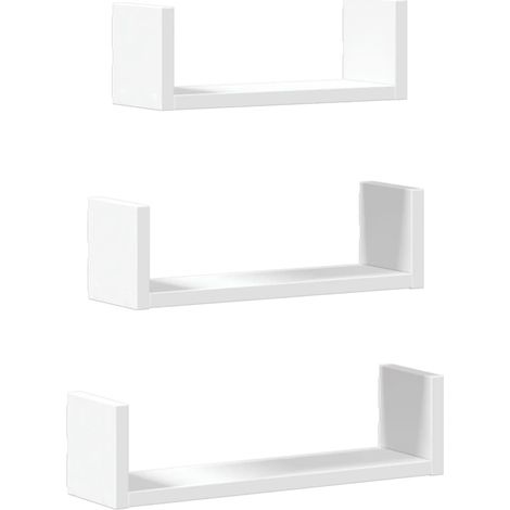 Étagères murales 3 pcs Étagères flottantes blanc bois d'ingénierie (1/5)