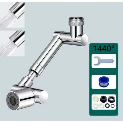 1440° drehbare Wasserhahnverlängerung für Badezimmer, drehbarer Roboterarm mit großem Schwenkwinkel, drehbarer multifunktionaler Spritzschutz für Küchenarmaturen (1/4)
