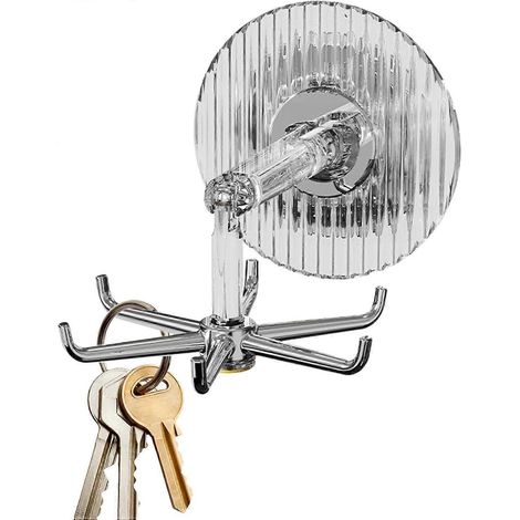 Crochet rotatif pour ustensiles, support multifonctionnel à 6 griffes pour rangement sous meuble, porte-ustensiles de cuisine sans dommages, crochet pivotant pour ranger les chapeaux dans les placards (1/5)