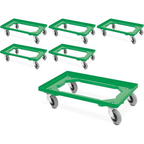 BRB Spar-Set, 6X Transportroller mit Flüsterrollen, für Behälter 600x400 mm oder 2X 400x300 mm (Grün) (1/2)