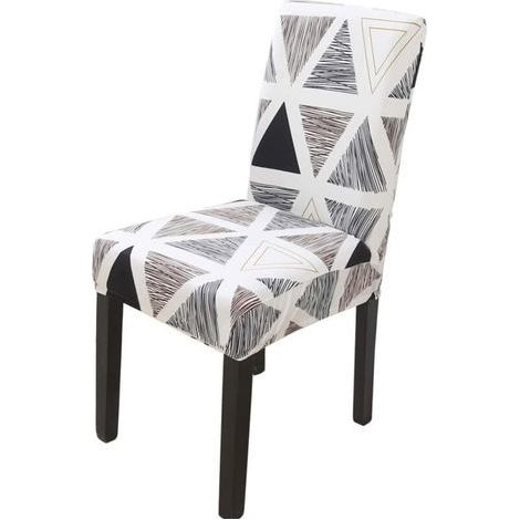 4 Housses de Chaise Douces Lavables pour 4/6 - Pose Elastique Velours Gris Maïs Style A (1/4)