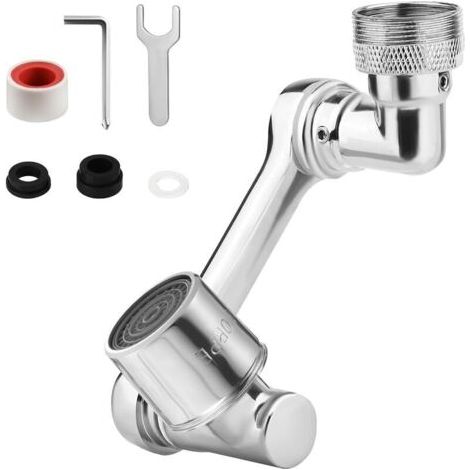 1080 Degrés Rallonge Robinet Pivotante, Flexible Aerateur Robinet Pivotant Filtre de Robinet pour Évier de Cuisine Salle de Bain Lavage du Visage (Mode unique) (1/5)