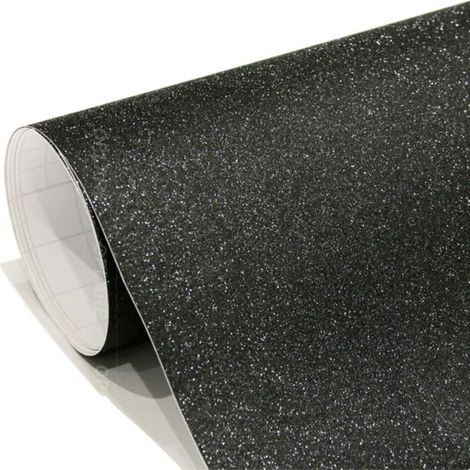 Pellicola adesiva nero glitter per car wrapping e tuning auto e moto senza bolle d'aria Misura - 152cm x 50cm (1/4)