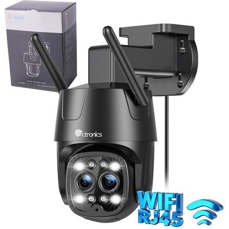 Ctronics 2.5K 4MP Caméra de Surveillance WiFi 2,4/5GHz, Double Objectif, Détection Humaine et Suivi Auto, 6X Zoom Hybride (1/5)