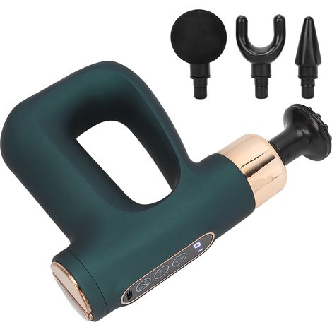 Massageur musculaire portable vert, pistolet de massage mini avec chaleur, 12 vitesses, silencieux, relaxation profonde, appareil de massage vibrant pour le corps (1/5)