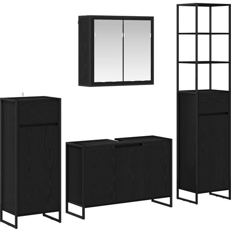 Maison Exclusive - Badezimmermöbel-Set mit Tür Schwarz Eichen-Opt