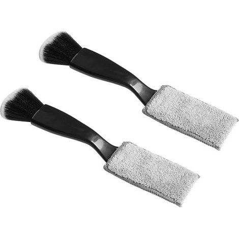 Brosse Nettoyage Voiture - Double Tête Nylon + Chiffon Molleton Corail - Pour Intérieur et Extérieur Automobile - 2 Pièces (1/5)