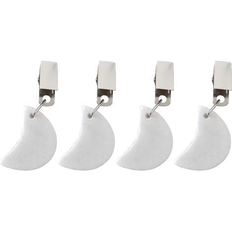 Juego de 4 pesas para manteles con forma de luna con clips para decoración de fiestas, decoración de manteles de mármol (1/5)