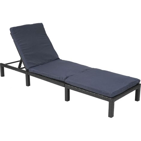 [NON UTILIZZATO] Lettino da esterno polyrattan HHG-605 regolabile Basic antracite cuscino grigio (1/5)