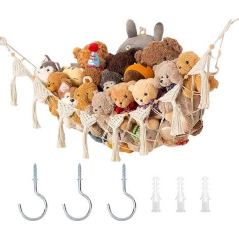 Hamac de Rangement pour Jouets, Filet Rangement Peluche Chambre Enfant, Range Peluche, Filet de Rangement pour Animaux en Peluche, Support Hamac Peluche pour Chambre Jouets Organisateur (1/5)