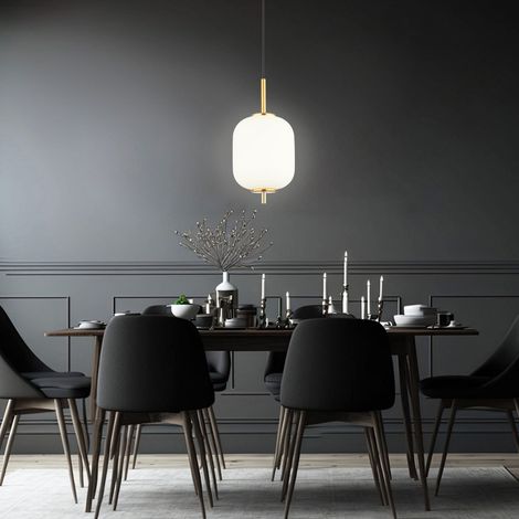 Plafonnier suspension plafonnier LED laiton verre opale salle à manger lumière (1/5)
