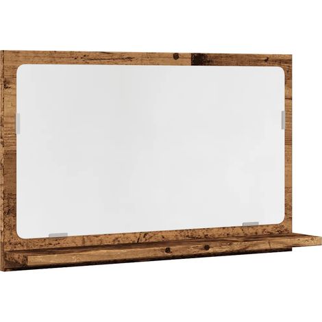 Armario con espejo de pared con estante fijo 60 x 11 x 37 cm madera de ingeniería acabado envejecido 020050787 (1/5)