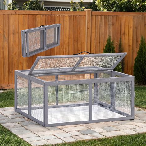 Clapier pliable en bois de pin 110 x 105 x 50 cm (1/5)
