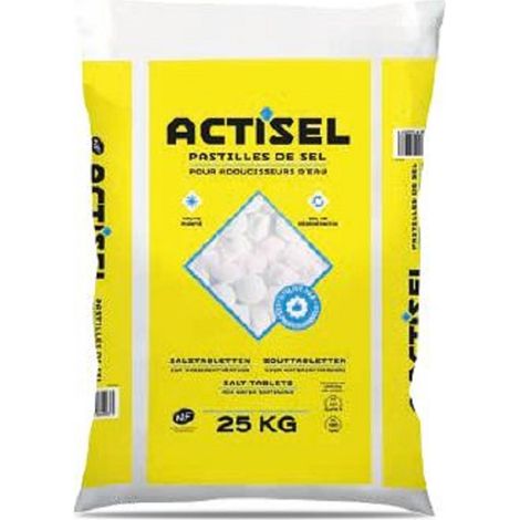 Pastilles de sel pour adoucisseur d'eau – Teneur en sel > 99,9% – Forme cylindrique pour dissolution rapide – Sac de 25 kg – Salins Du Midi
