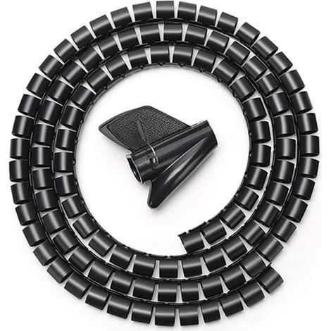 Câble Wrapper Flexible Stockage de Fil Bien Rangé Organisateur de Câble Spiralé Zip Wrap en Plastique avec Clip - 32mm x 3m, Noir (1/3)