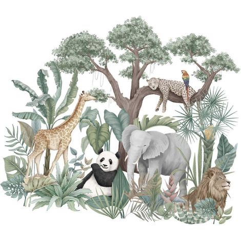 Stickers muraux animaux de la forêt en PVC pour salle de jeux et chambre d'enfant (1/5)