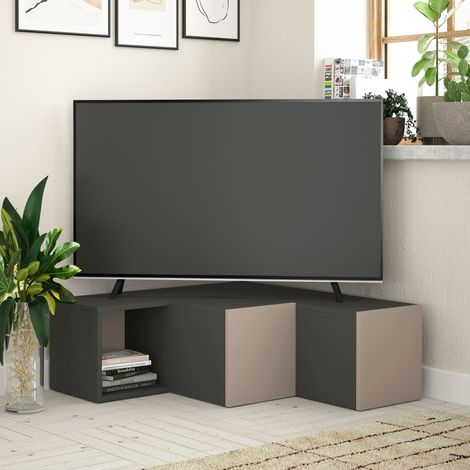 Compact Tv-Schrank - Anthrazit+Helles Mokka
