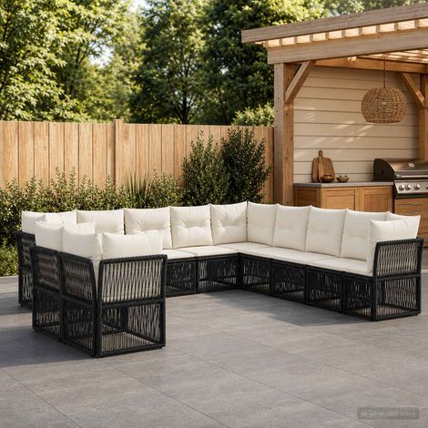 Set Divano da Giardino 11 pcs Nero polyrattan vidaXL (1/5)