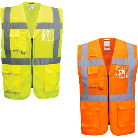 Chaleco reflectante Portwest MADRID - naranja, talla L, tejido ventilado y profesional. (1/5)