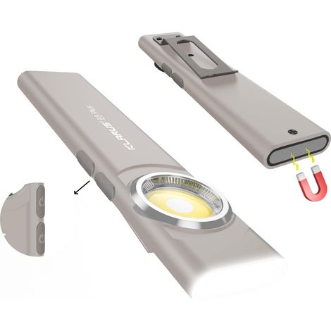 E5 Plus Lampe de poche EDC ultra-fine, double interrupteur, triple éclairage, 650 lumens, rechargeable par USB-C, ultra-portable, avec base magnétique et clip de poche