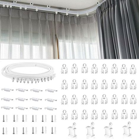 4-meter PVC plastic steel curved curtain track set with accessories (U-shaped and L-shaped flexible tracks) (1/5)