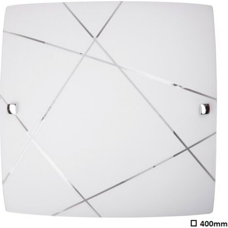 Lámpara de techo de cristal de 40 cm, casquillo E27, 2x60W, blanca, cuadrada, Phaedra 3699, Rabalux (1/2)