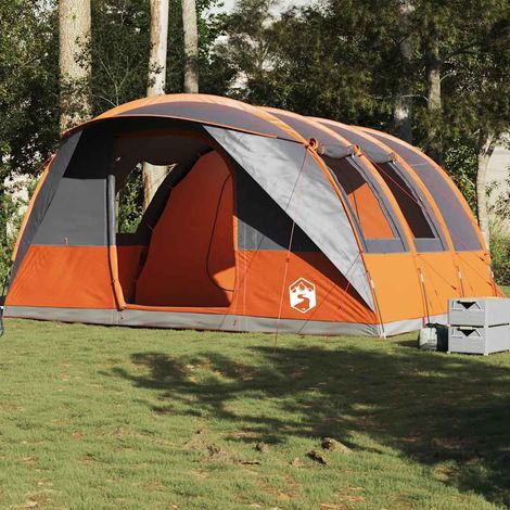 vidaXL Tente de camping tunnel 5 personnes gris et orange imperméable (1/5)