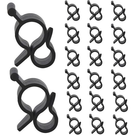 20 Pièces Crochets pour auvent de VR, Crochets de gouttière Noirs Clips de cantonnière pour auvent de Camping pour accrocher Une Bande Lumineuse LED, des câbles, des guirlandes Lumineuses