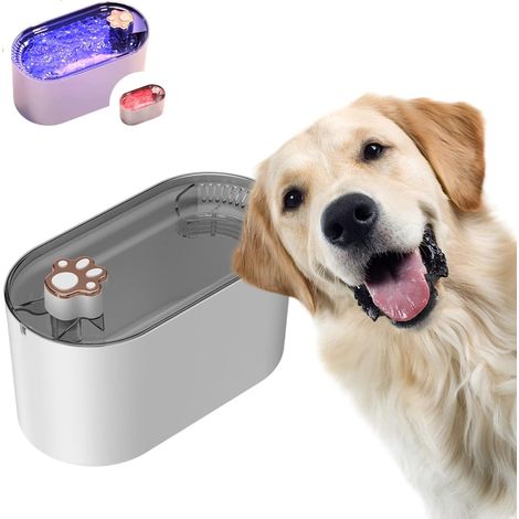 Fontaine à eau pour chien, fontaine à eau ultra-silencieuse pour chat (3 litres), gamelle pour chien, fontaine à eau d'intérieur pour chat, distributeur d'eau pour chien avec lumière LED, avec 1 filtr (1/5)