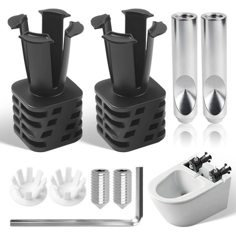 9 Pièces Kit Fixation Abattant WC Charniere Abattant WC Support Universel Toilette Murale Conception Quatre Pieds Installation Multidirectionnelle Adaptée Pose Neuve et Rénovation de Toilettes (1/5)