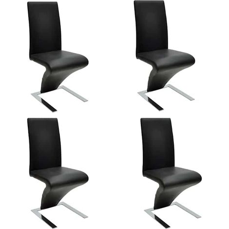 vidaXL Sillas de comedor 4 unidades cuero sintético negro (1/5)