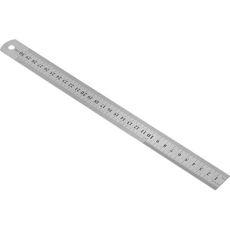 Règle métallique de 30 cm, 2 unités mesure, bord droit, échelle (1/5)