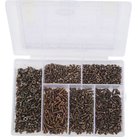 12-in-1 Set M2/M2,5 Senkkopf-Kreuzschlitzschrauben, 1200 Stück, Miniatur-Blechschrauben für Holz, Präzisionsbefestigungselemente für die Holzbearbeitung (1/5)