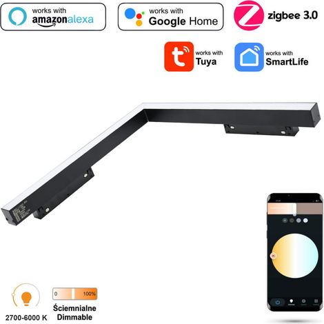 Faretto lineare a LED ad angolo orizzontale WiFi Zigbee Ultron 16W per binari magnetici SMART TRACK 48VDC 3000-5000K dimmerabile (1/5)