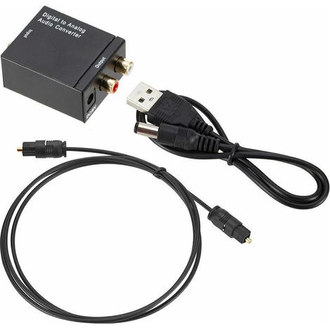 Convertisseur Audio Numérique Analogique Optique RCA Coaxial Toslink Noir (1/4)