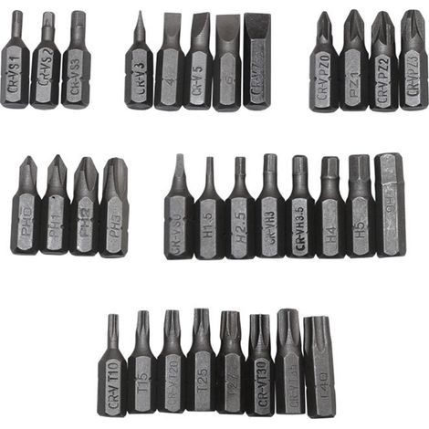 33-piece screwdriver bit set, 45 steel bit kit with long magnetic connecting rod and 6.35mm (1/4") shank diameter (1/5)