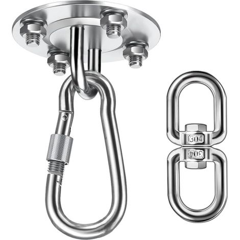 Crochet de Plafond Lourds 400 kg Capacité,360 ° Rotation Acier Inoxydable Crochet Hamac Suspension kit,Ronde Support de Plafond (1/5)