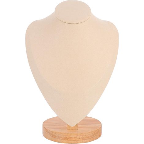 Espositore per gioielli in bambù beige, manichino porta collane (1/5)